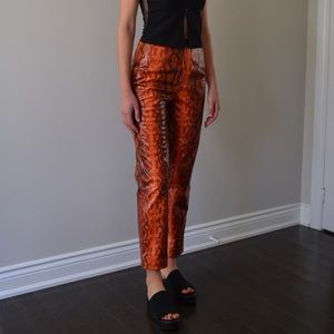 Orange High Waisted Snakeprint Pants